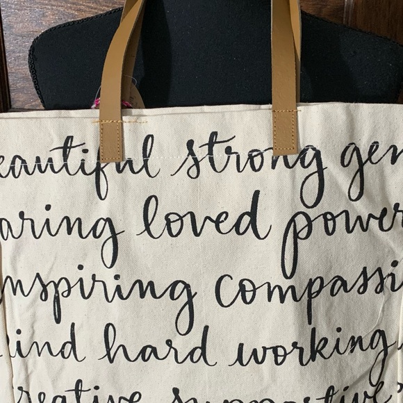 Canvas Pom-Pom Tote. NWNT. Approx. 18” across & 15” in length. - Picture 2 of 6